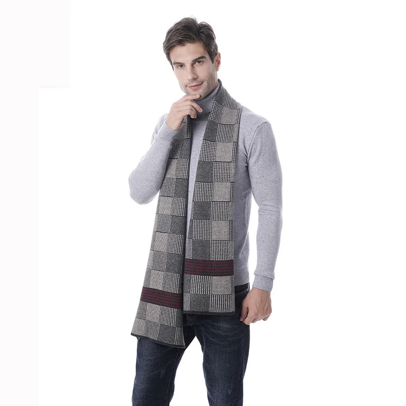 FS Winter Men Luxury Scarf Cashmere Plaid Scarves Outdoor Running Sport Keep Warm High Quality Neckerchief Foulard Homme |