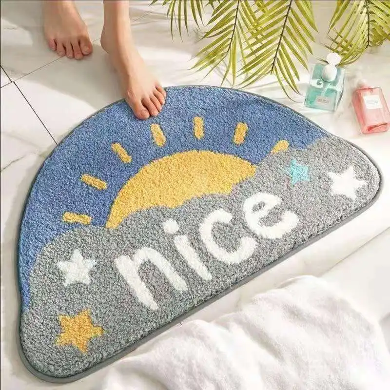 

Cartoon Floor Mat Bathroom Absorbent Toilet Door Entry Anti-slip Mat Household Bedroom Carpet Door Mat Toilet Ottoman