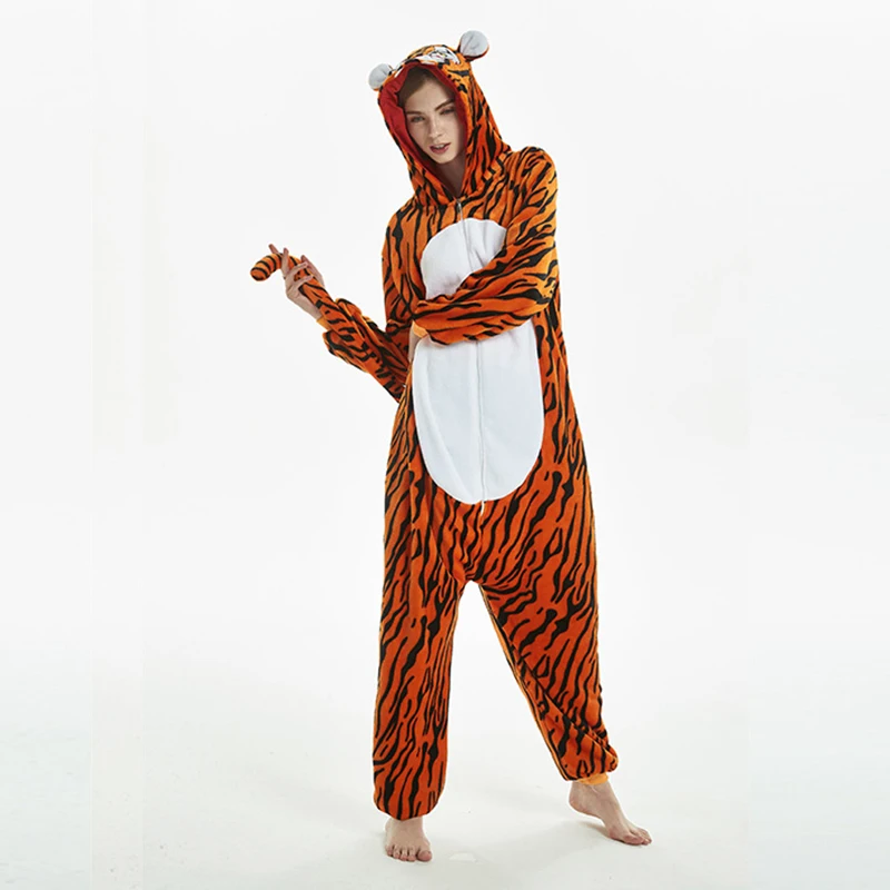 New flannel tiger new women onesie animal conjoined pajamas cartoon men and home service winter wholesale couple |