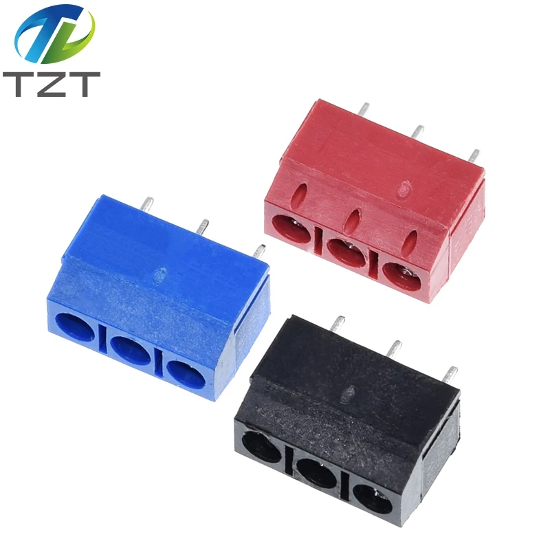 10PCS KF301- 3P screw 5.0mm terminal block 3 Pin Spliceable pcb Connector Black Red And Blue | Электронные компоненты и