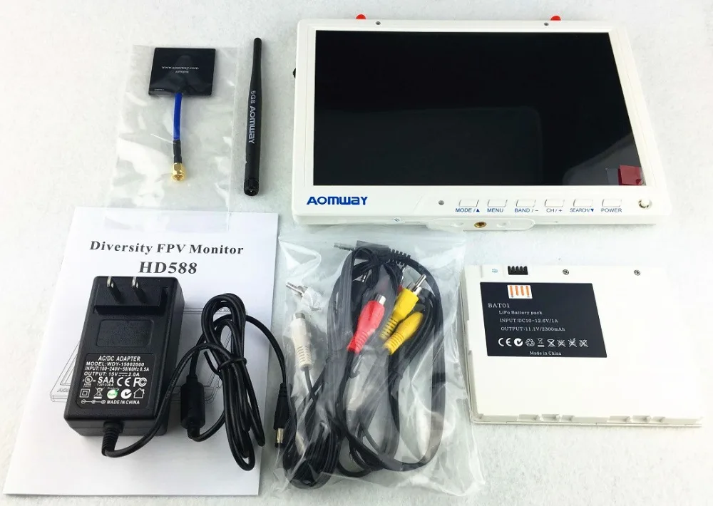 FPV Aomway 10 дюймовый монитор 5 8G 64CH разнообразие HD588 v2 HD 1920x1200 с DVR встроенный
