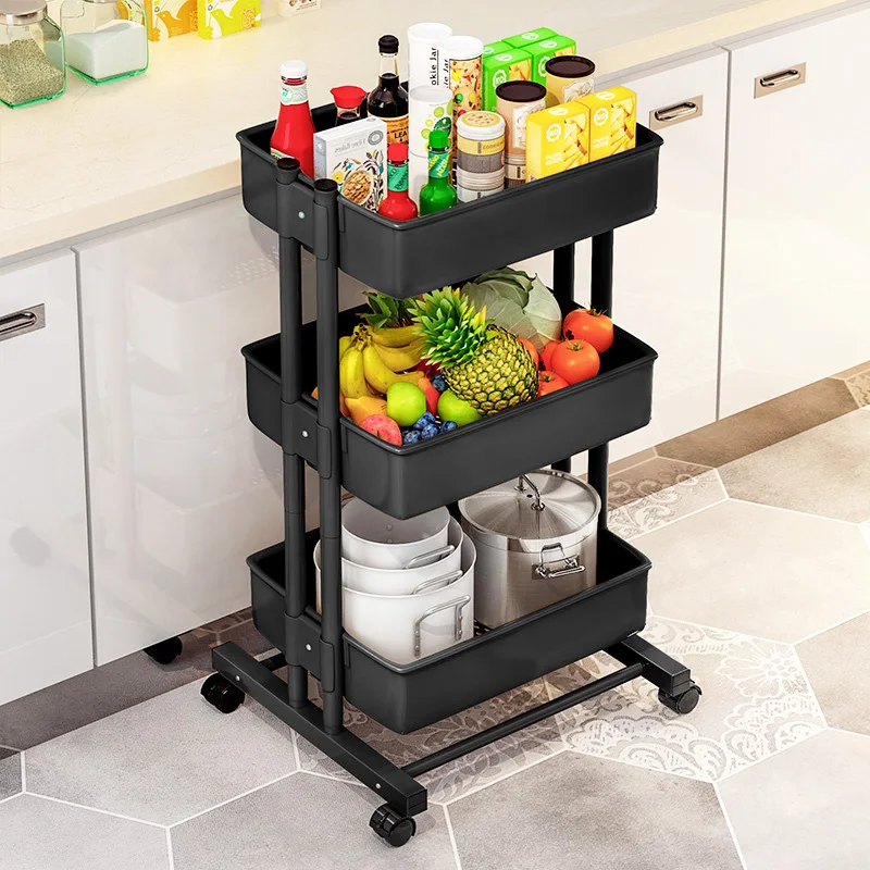 Kitchen Furniture Islands Trolleys Rolling Storage Cart Plastic Basket Can Move Organizer Shelf VTEZ | Мебель
