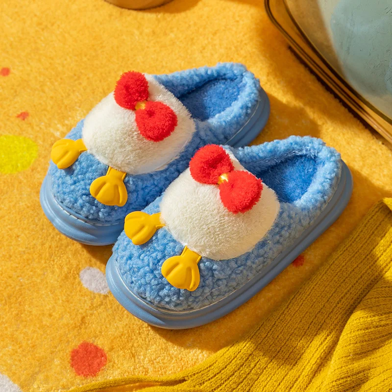 

2021 Winter Women Home Furry Slippers Couples Plush Slides Warm Platform Shoes Indoor Hairy Cute Cartoon Thicken Cotton Slippers
