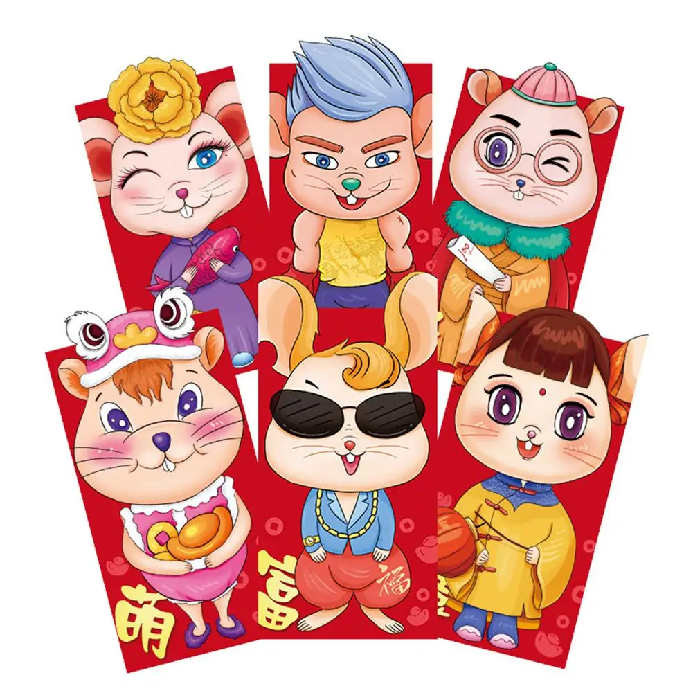 Новогодний красный конверт с рисунком из мультфильма красная сумка Весенний