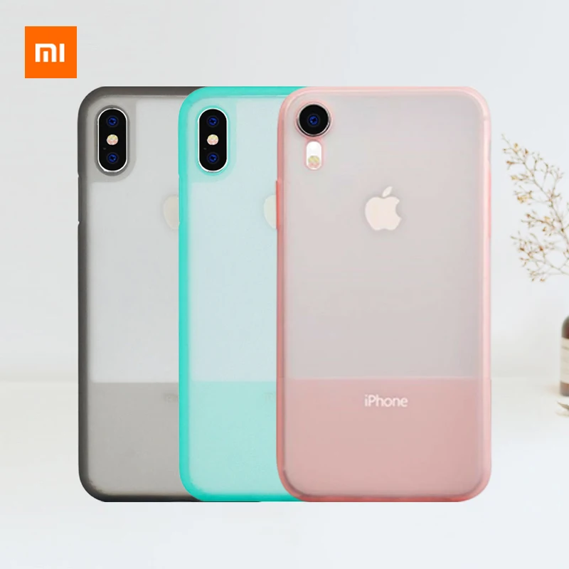 

NEW2022 Original Xiaomi IPhone Silicone Phone Case for IPhone XR XS XSMax Frosted Translucent Anti-fall Shell Color Photo Frame