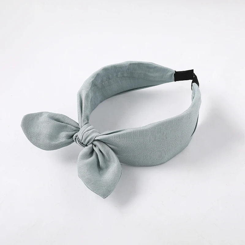 Cloth Fabric Solid Color Retro design solid color satin bow headband female fashion rabbit ears tiara headwear hair accessories |