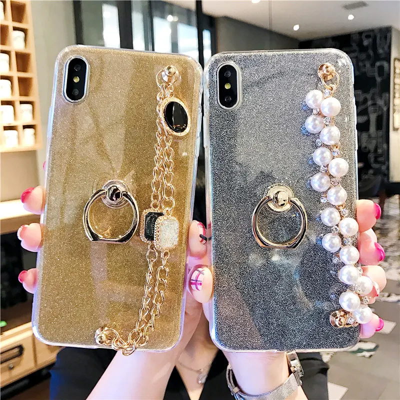 phone cases for one plus 7 pro 5 5t 6 6t 7t 8t 18 9 pro bling luxury rhinestone chain girls cover for oneplus nord n100 n10 5g free global shipping