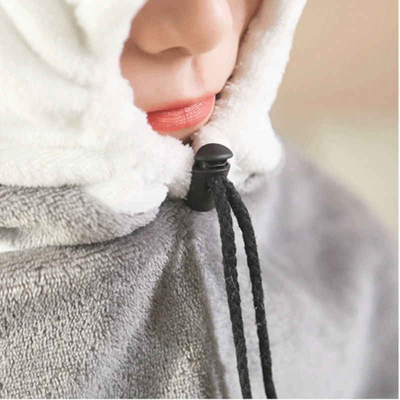 

Cartoon Animal Hooded Cape with Face Mask Set Thicken Fuzzy Plush Balaclava Hat Thermal Warm Shawl Wrap Cloak Capelet H9ED