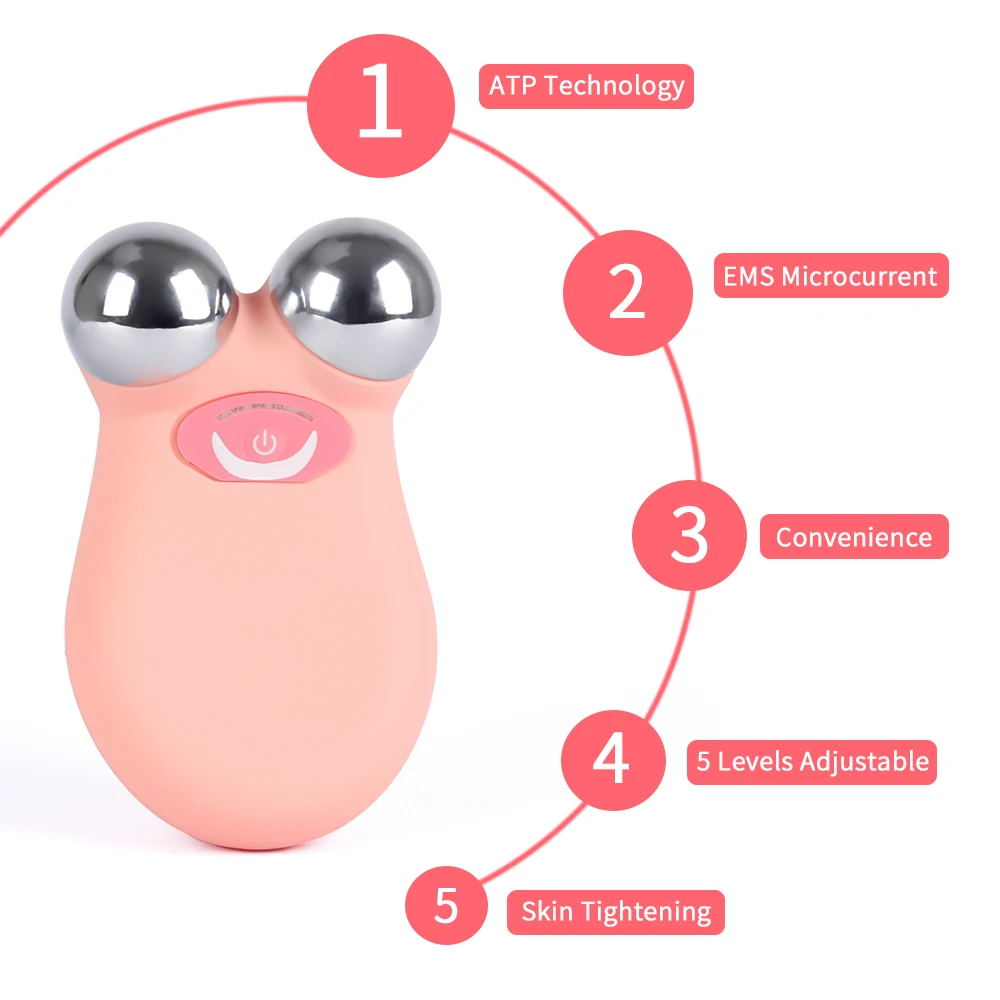Мини микротоковая машина для подтяжки лица EMS Массажер кожи Вибрационный