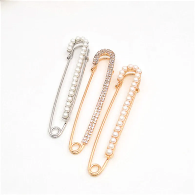

10pcs/lot Punk Big Large Gold Brooches Crystal Imitation Pearl Pins Brooch for Women Fashion Scarves Corsage Accessories