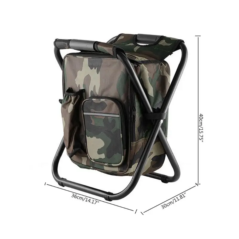 

Folding Camping Chair Stool Backpack with Cooler Insulated Picnic Bag Hiking Camouflage Seat Table Bag Camping Gear