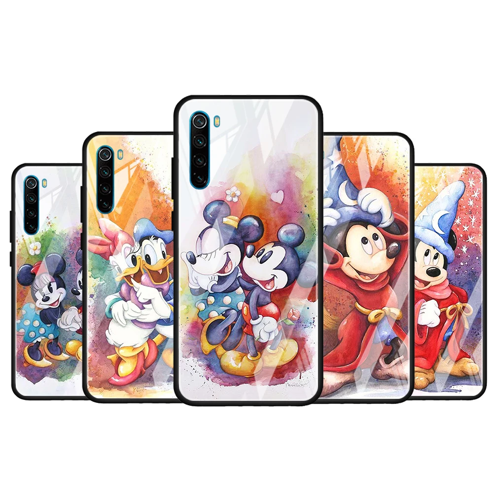 

Colorful Disney Mickey for Xiaomi Redmi K40 K30 K20 Pro Plus 9C 9A 9 8A 7 Luxury Shell Tempered Glass Phone Case Cover