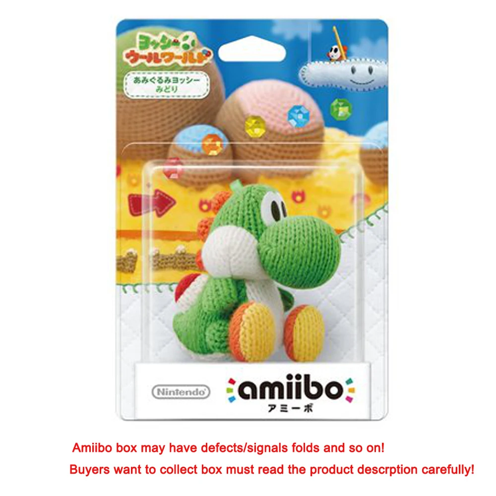 Green Yarn Yoshi Фигурка Amiibo из серии Super Mario Luigi Peach Yoshi Bowser Donkey Kong для wii U - Цвет: Green Yarn Yoshi