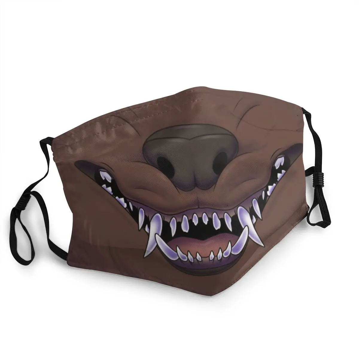 

Brown Werewolf Non-Disposable Adult Face Mask Horror Wolf Teeth Anti Haze Dust Protection Cover Respirator Mouth Muffle