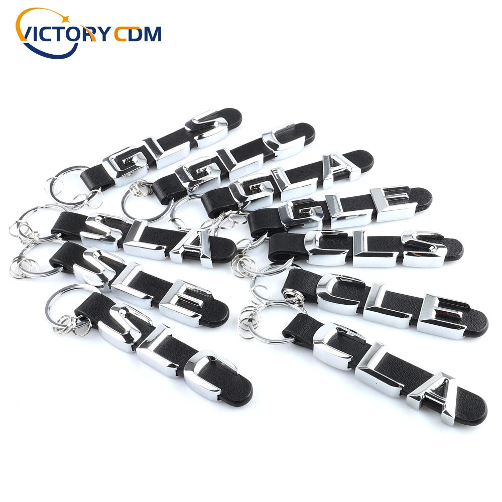 

3D Metal Leather Keyring KeyChain For Mercedes Benz CLS SLC GLA GLC GLE GLS Key Chains Key Rings
