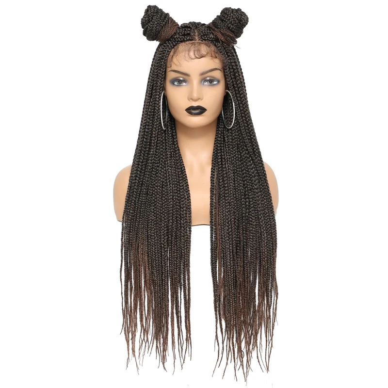 Synthetic Lace Box Braided Wigs 30 Inch Natural Color Long Lace Wigs for Black Women Heat Resistant Daily Cosplay Wigs