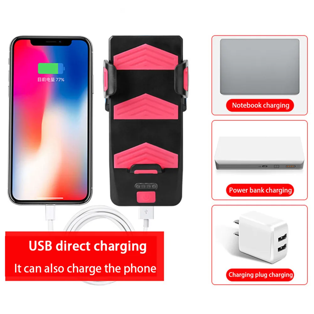 

Phone Holder Mounting USB Shockproof In Bracket Power Bicycle 1 Rechargeable Cycling Decibel Loudspeaker 4 Bank High Headlight H