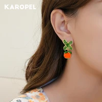 glass persimmon drops glaze flower earrings fashionable joker retro geometric stud earrings women jewelry