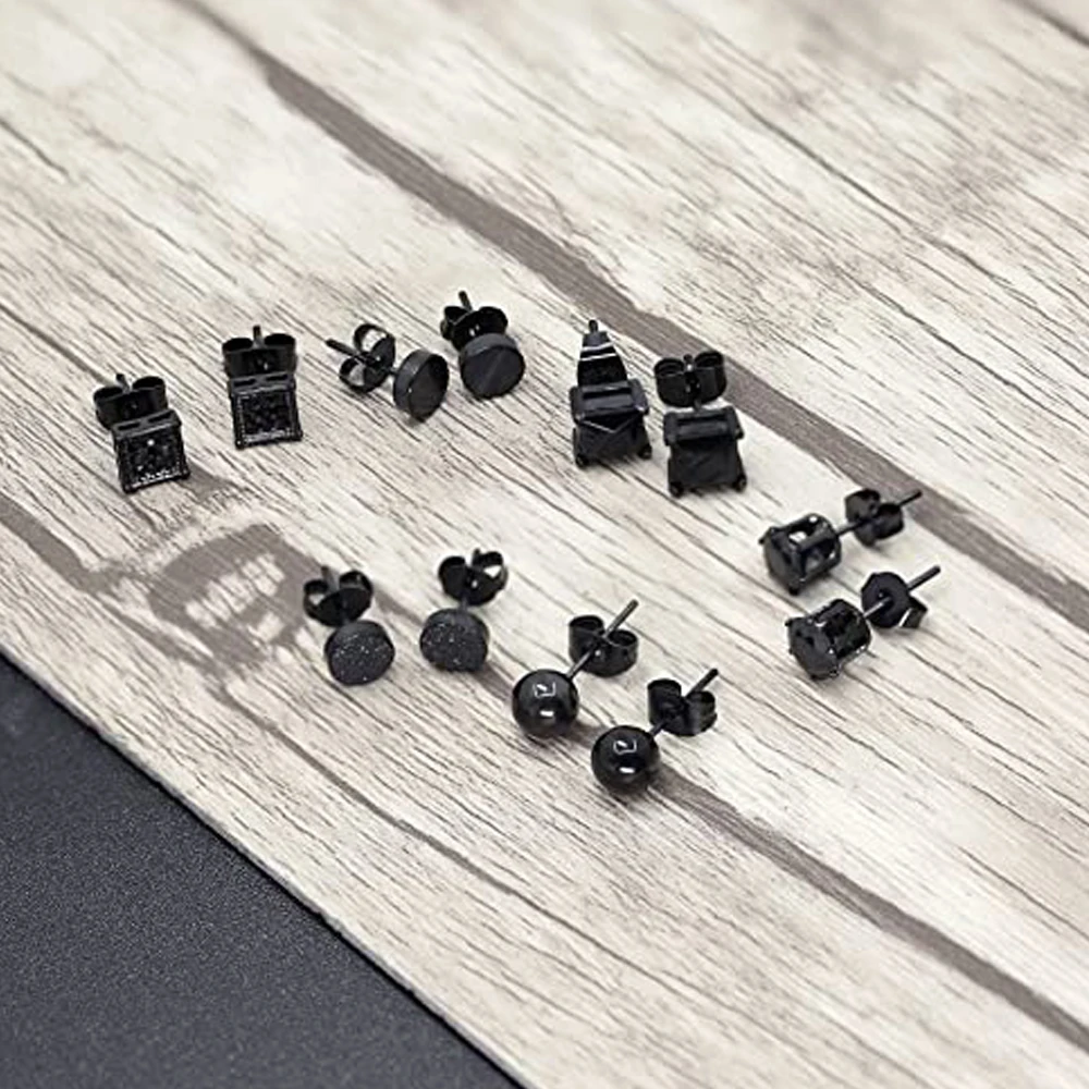 Набор серег гвоздиков из нержавеющей стали для мужчин и женщин комплект с