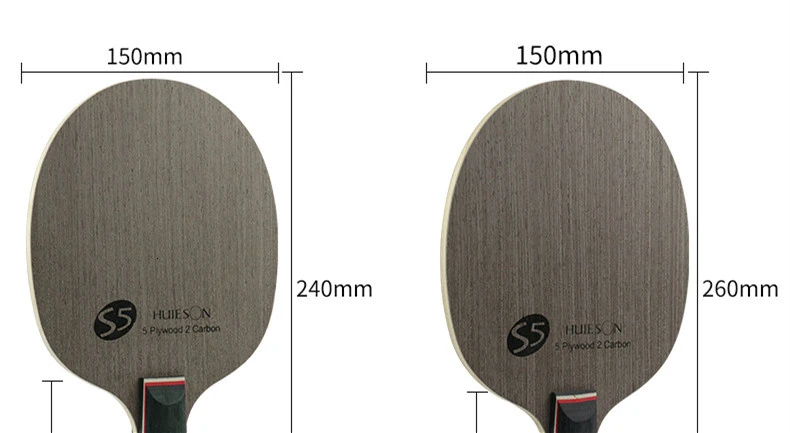 Huieson Prime Quality Technology Surface Ayous Carbon Fiber Big Central Paulownia Wood Table Tennis Racket Blade for Adults S5