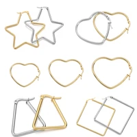 6pcslot 20 80mm stainless steel earrings star square heart hoop earrings open earring hooks or diy jewelry making supplies