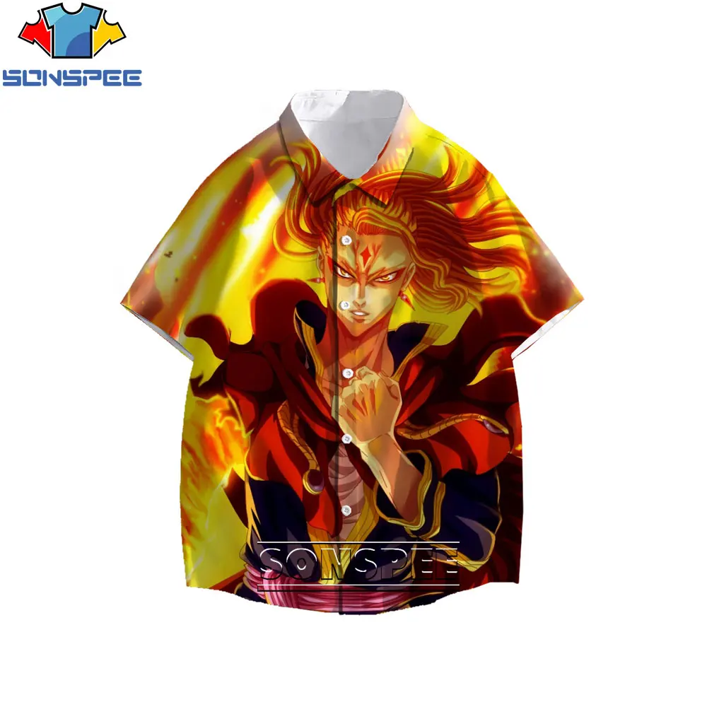 

SONSPEE Men Handsome Man Hell Girl Shirt Terror Japan Anime Cartoon Ichimo Kuren Harajuku Casual Comfortable Oversize Shirt Top