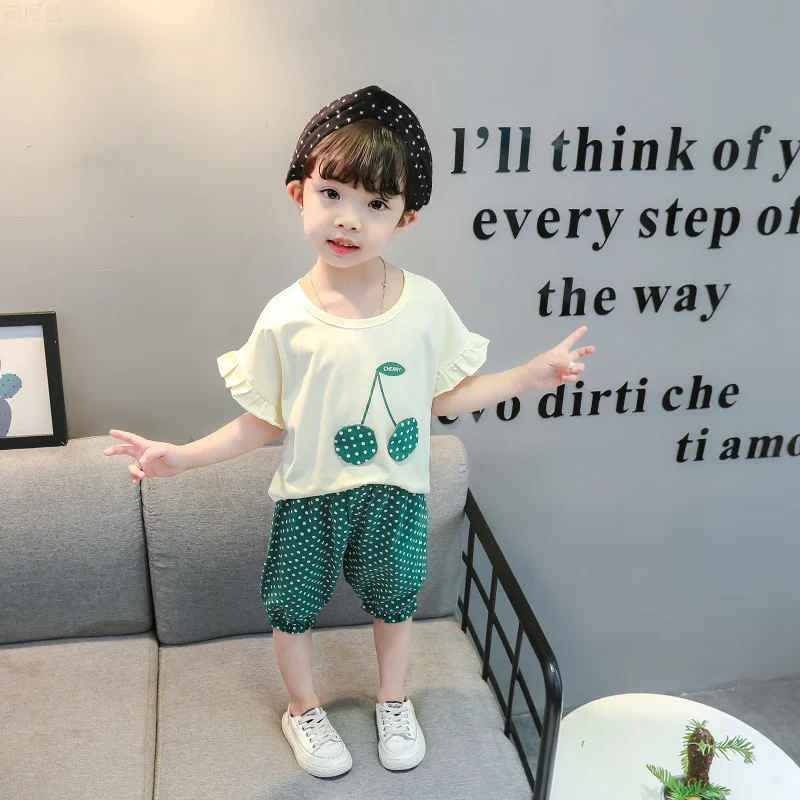 

Summer Toddler Girl Clothes Cartoon Kids Clothes Girls 2 Piece Sets Cotton Short Sleeve Tops+Shorts Children Clothing 1-5 Years