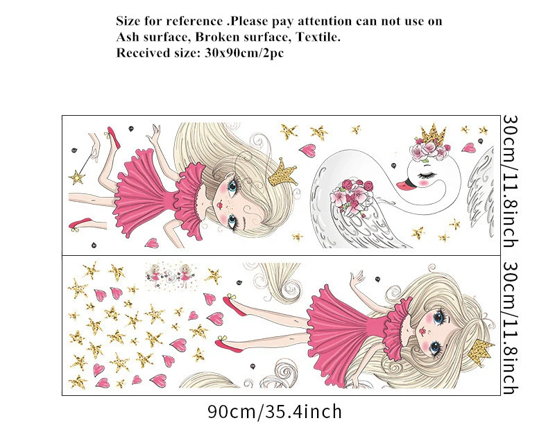 Красивые настенные наклейки в виде лебедя для девочек украшение комнаты детской