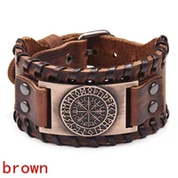 new retro wide leather nordic rune of odi bracelet mens bracelet celtic viking jewelry compass bracelet accessories party gifts