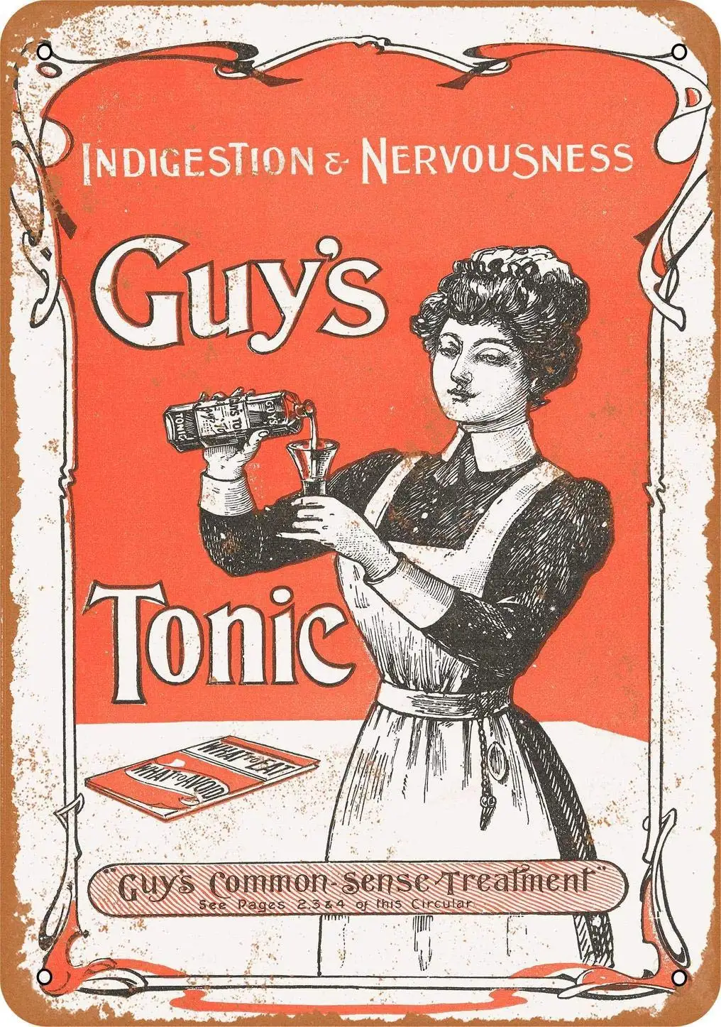 

1908 Guy's Tonic for Nervousness Vintage Look Metal Sign Wall Sign 8x12 Inch