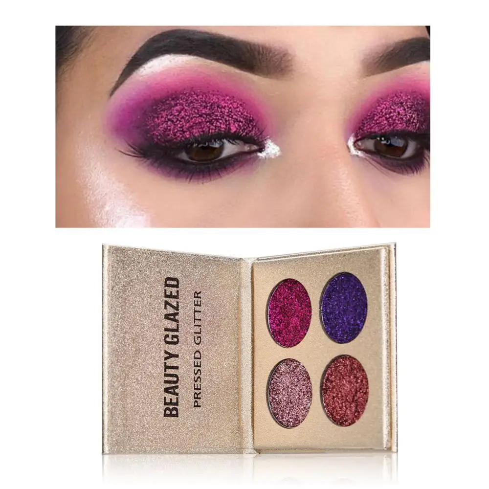 Beauty Glazed 4 цвета блестящие матовые тени для век палитра макияж блестящий пигмент