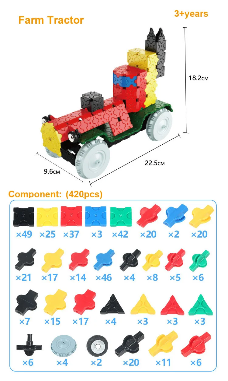 185-420PCS Plastic SmallSize Building Block Plates SnowflakeSHape Gift for Kids Bricks Different Kinds Vechicles Models | Игрушки и