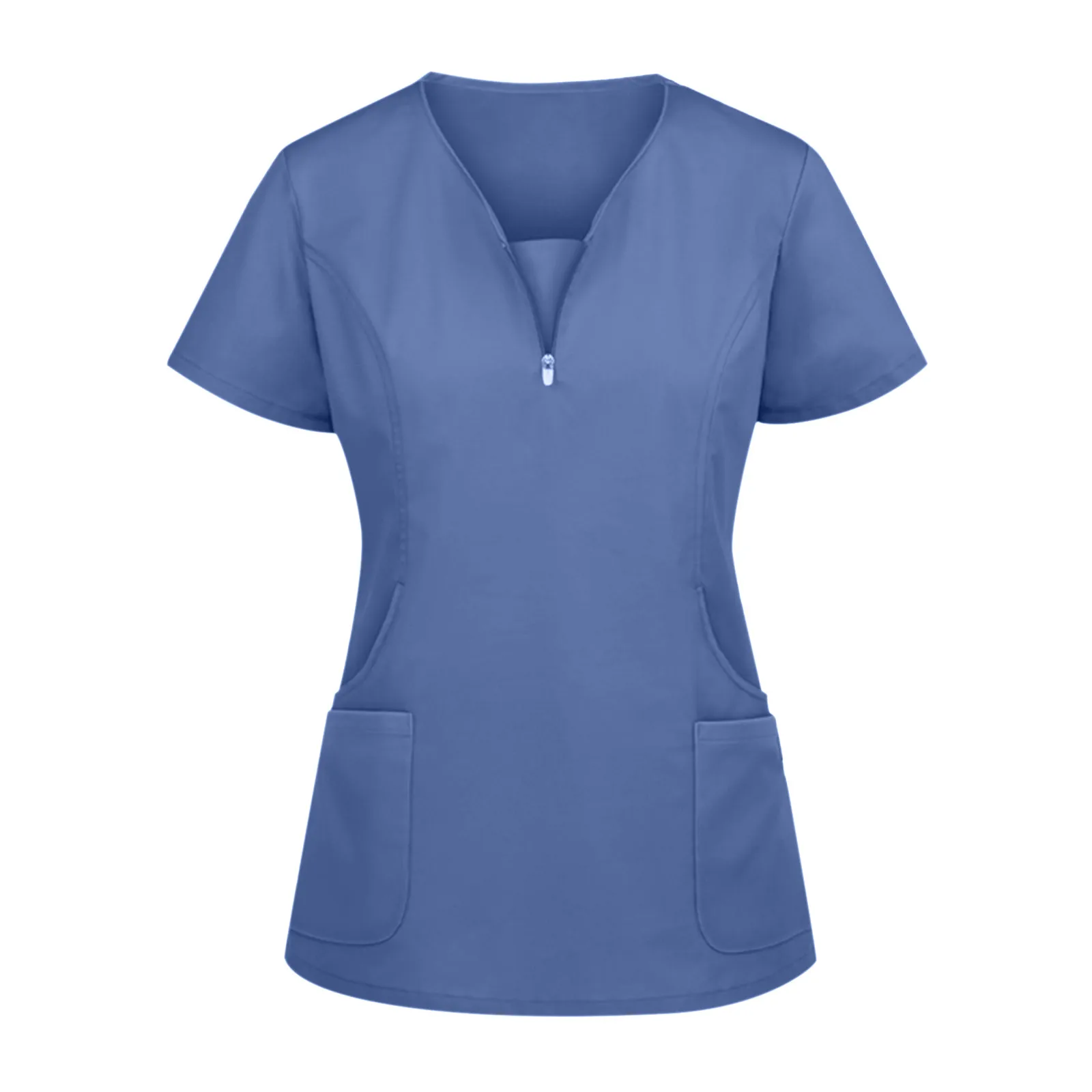 Женская форма медсестры с коротким рукавом V-образным вырезом и карманом на
