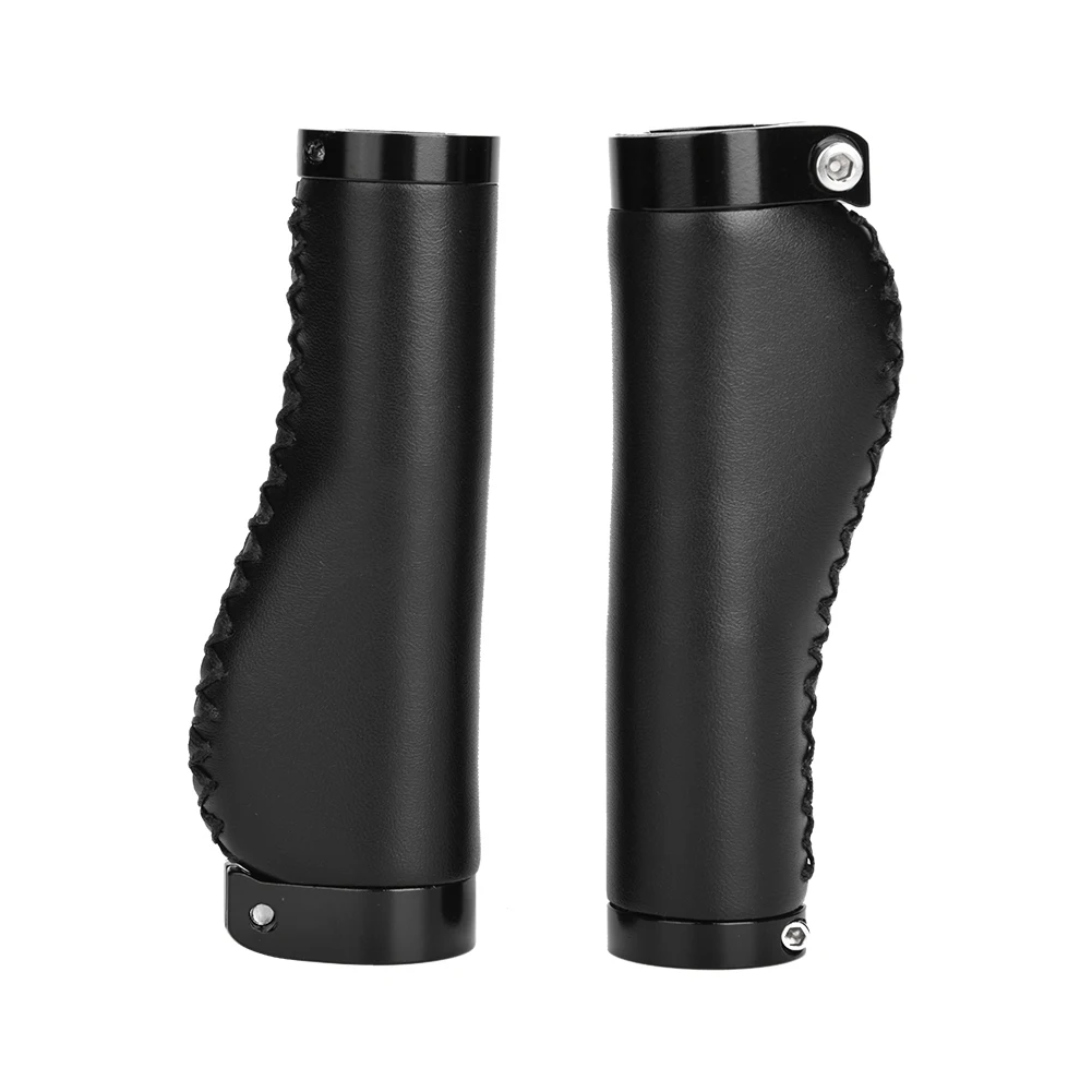 

1 Pair PU Leather Mountain Bike Folding Bicycle Cycling Lockable Handle Grips (Black)