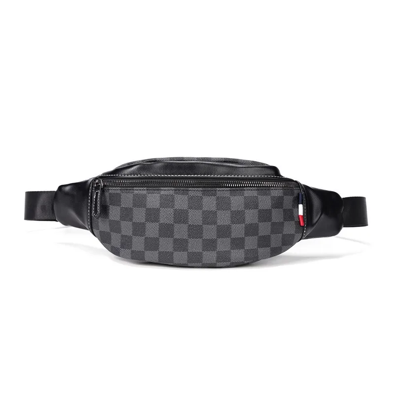 

Men And Women Universal Brand Trend Waist Bag 2021 New Men All-Match Crossbody Chest Bag PU Leather Lattice Male Shoulder Bags