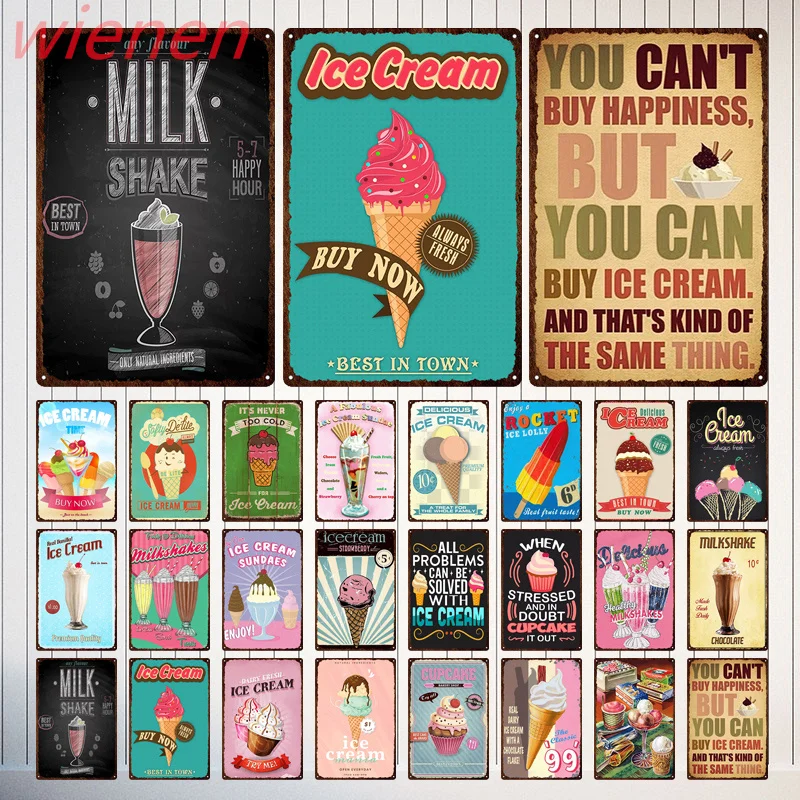 Металлический жестяной знак для десертов заманчивый торт кофе молока чая
