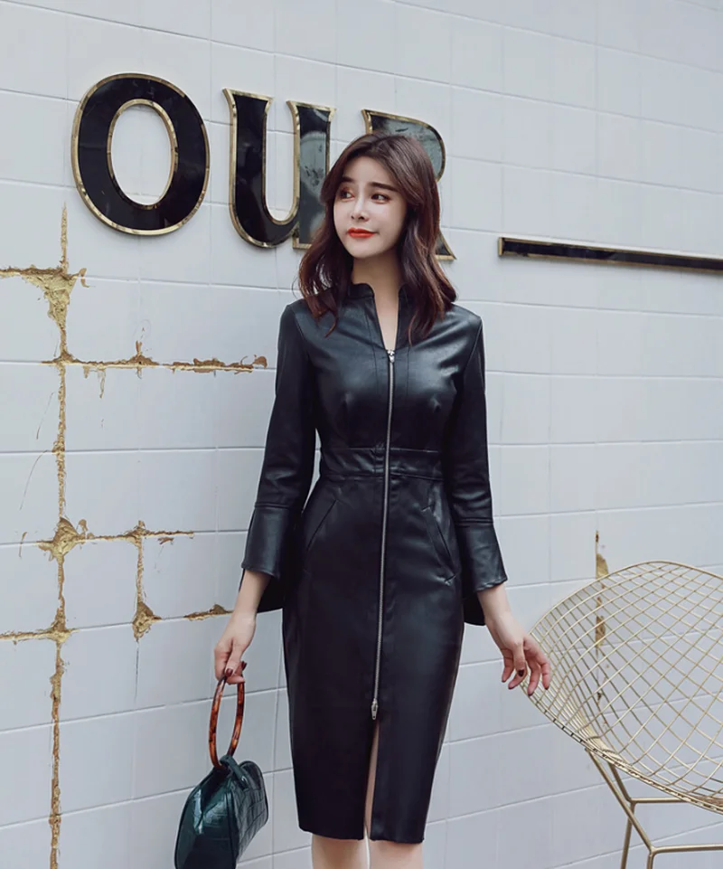 2021 для женщин с длинными рукавами одежда на молнии обтягивающие платья миди из