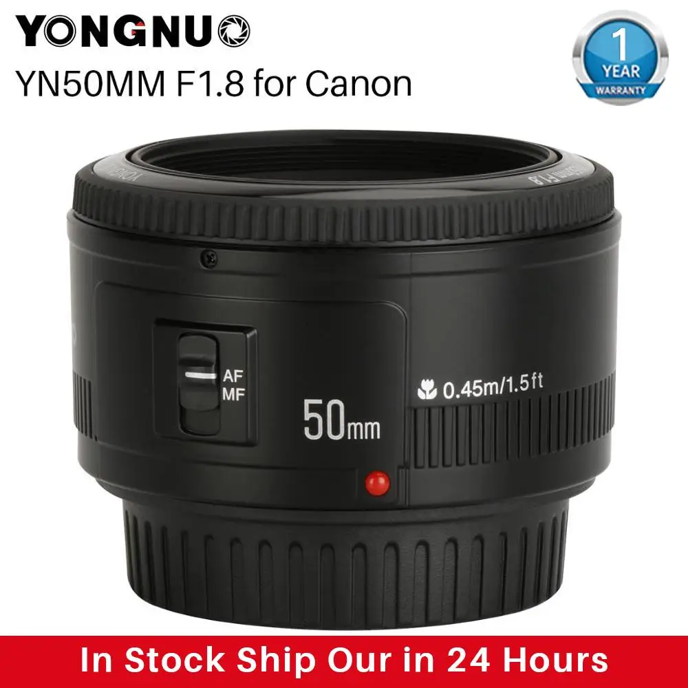 Объектив YONGNUO YN50mm YN50 F1.8 EF EOS 50 мм AF MF для камеры Canon Rebel T6 700D 750D 800D Mark II IV объектива