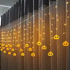 3,5 м5 м Хэллоуин Тыква LED сосулька занавес гирлянда огни Хэллоуин Призрак Череп Декоративная гирлянда для рождества сада на открытом воздухе