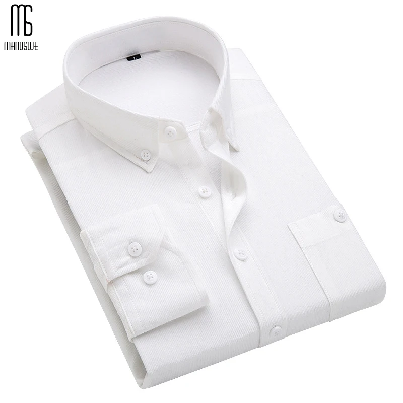 Manoswe Новая мужская зимняя Вельветовая Однотонная рубашка с длинным рукавом 2020