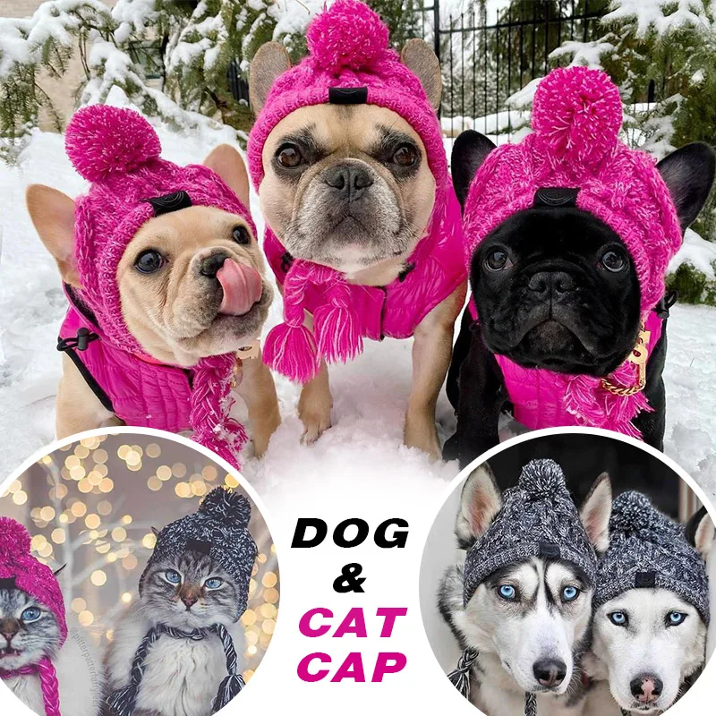 

Hats for Cats Dog Accessories Winter Knitted Wool Ball Cap Cat Puppy Accessories Pet Dog Hat Christmas Cute Pet Costume