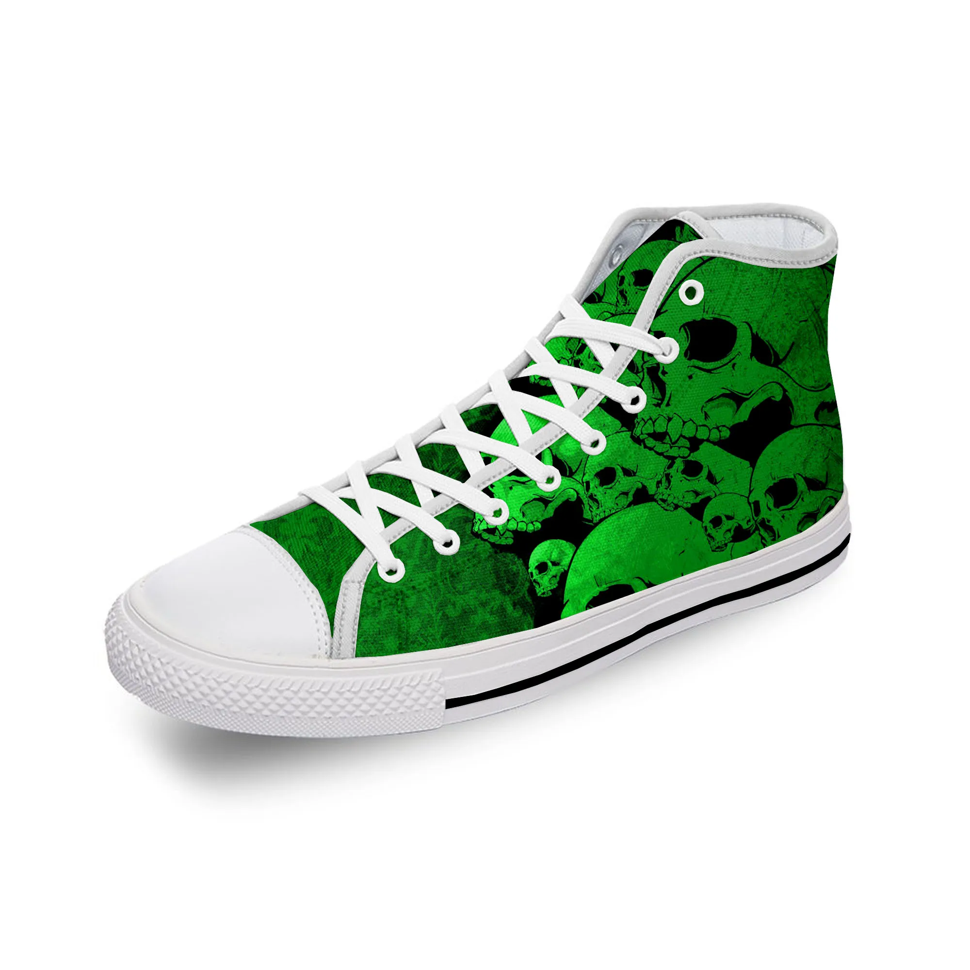 

SKull Skeleton PAisley Horror Halloween White Cloth 3D Print High Top Canvas Fashion Shoes Men Women Breathable Sneakers