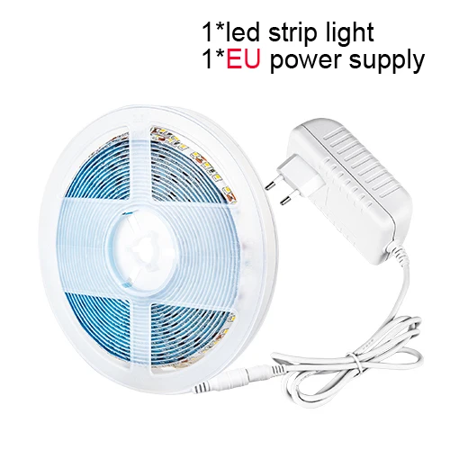 5 м супер яркий 2835 SMD Светодиодные ленты света+ 12V 24V 3A Питание 600/840/900/1020/1200 светодиодный s Диодная лента 4000K 3000K 10000K - Испускаемый цвет: EU Plug LED Tape Set
