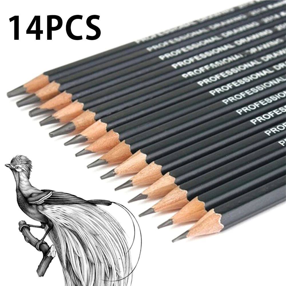 

14pcs Professional Sketch and Drawing Writing Pencil Stationery Supply 1B 2B 3B 4B 5B 6B 7B 8B 10B 12B 2H 4H 6H HB Pencil