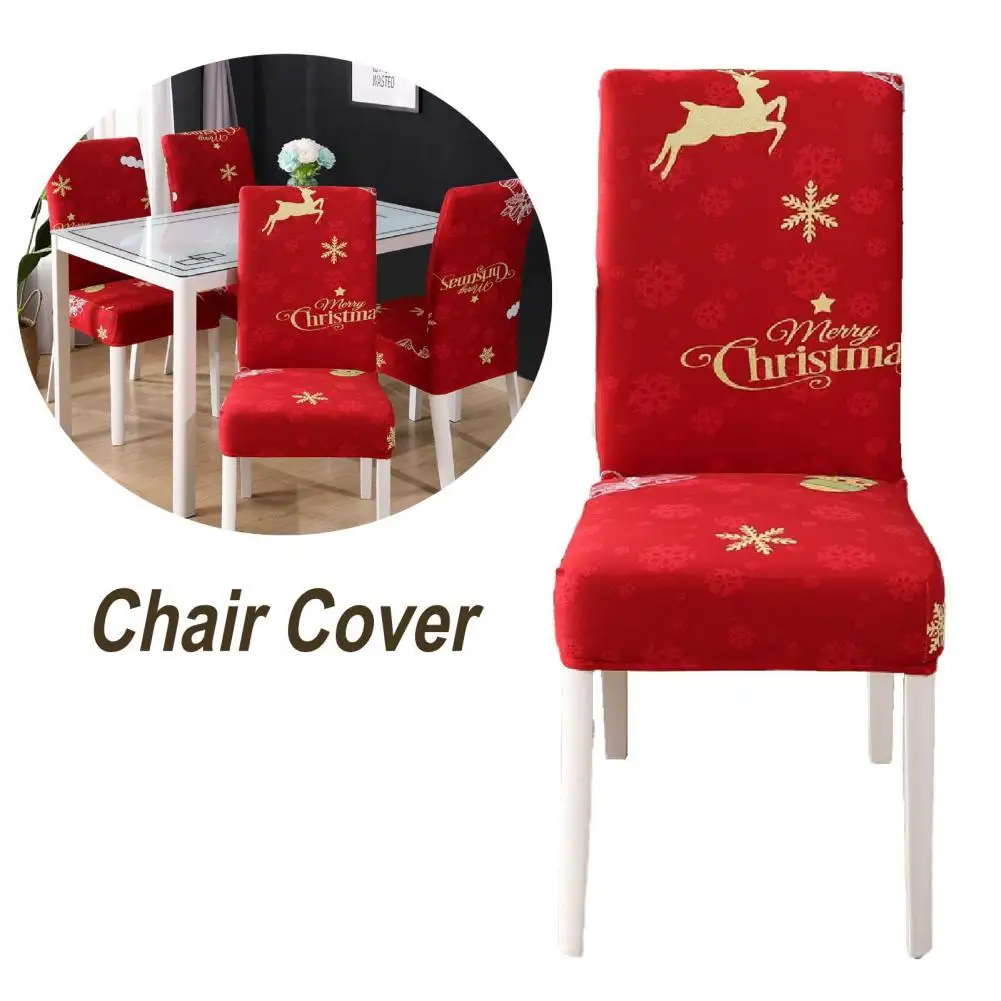 

Cushion Case Soft Touch High Elasticity Polyester Christmas Removable Chair Protector Slipcover Home Supplies