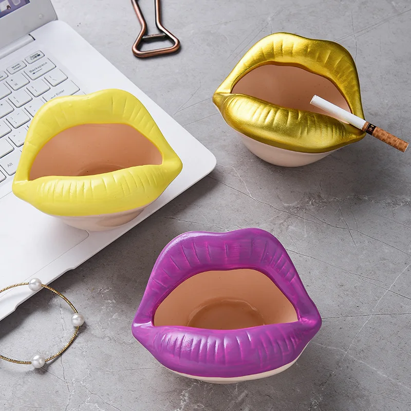 Lip Ashtray Cute Cartoon Cigar Ceramic Ash tray Creative Flower Pot Trendy Mouth Fashion Home Decoration Gift For women funny