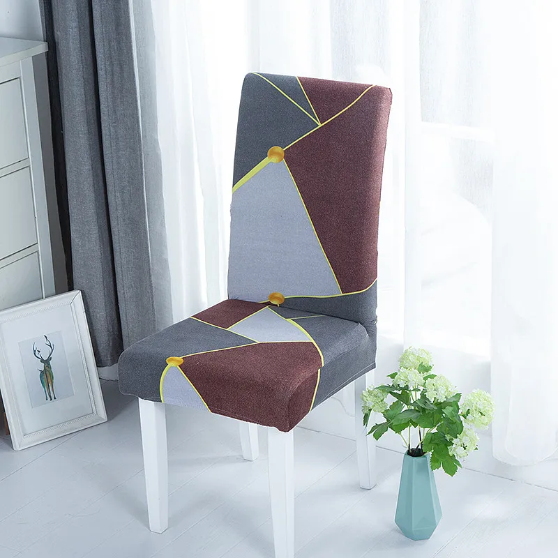 

Yaapeet 4pcs Study Europe Stretch Chair Cover Geometric Printed Pretty Seat-case High-quality Solid Color Chair Protection