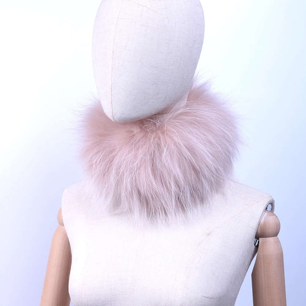 pink raccoon fur YCFUR, женский шарф, зимний эластичный вязаный шарф из натурального меха лисы, шарфы для женщин, шарф для шеи, женские резинки для волос, резинки для девочек - Цвет: pink raccoon fur