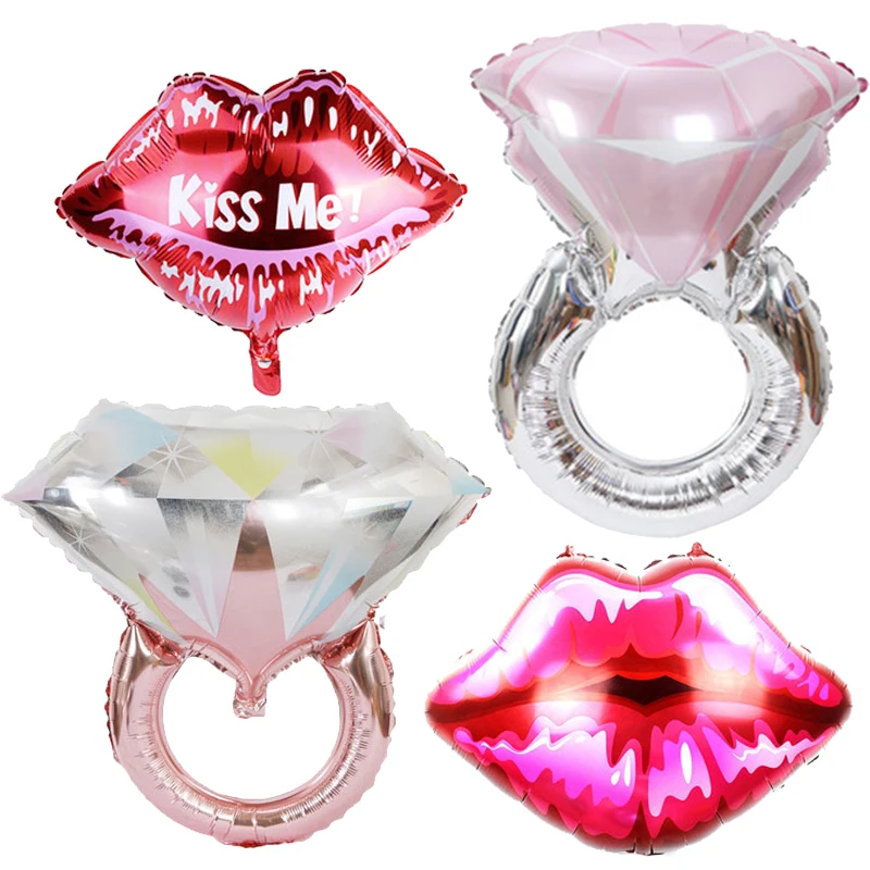 

1pc Wedding Lips Kiss Me Foil Balloon Diamond Ring For Valentines Day Decor Wedding Anniversary Adult Air Globos Mariage Toys