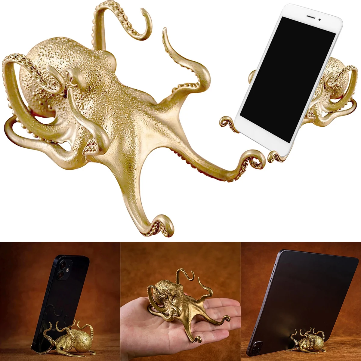 

Creative Mobile Phone Stand Gold Signature Pen Funny Octopu Small Animal Shape Ornaments Octopus Holder Storage Stand Home Decor